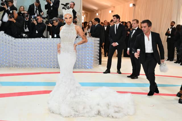 US rapper Doja Cat arrives for the 2023 Met Gala at the Metropolitan Museum of Art on May 1, 2023, in New York. - The Gala raises money for the Metropolitan Museum of Art's Costume Institute. The Gala's 2023 theme is "Karl Lagerfeld: A Line of Beauty." (Photo by ANGELA WEISS / AFP) (Photo by ANGELA WEISS/AFP via Getty Images)