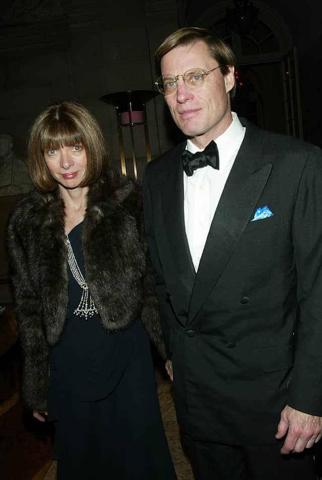 Anna Wintour and boyfriend Shelby Bryan attend the Christian Dior Couture sponsored party "An Evening of Nouveau Glamour" at The Frick Collection February 6, 2003 in New York City. (Photo by Evan Agostini/Getty Images)