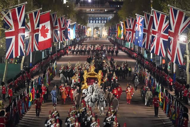 A night time rehearsal in central London for the coronation of King Charles III (Photo: James Manning/PA Wire)