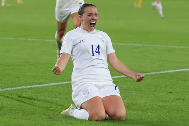 Fran Kirby celebrates scoring during England’s Euros semi-final win against Sweden
