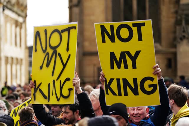 Republic has been planning protests on Saturday (6 May) under the banner “Not My King”. (Photo: Getty Images) 