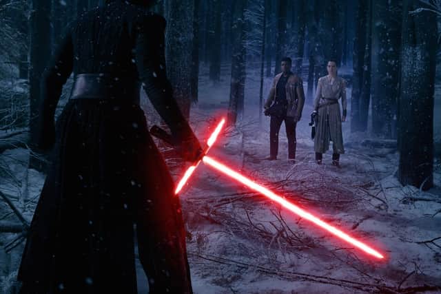 The appearance of Kylo Ren's lightsaber in the Star Wars: The Force Awakens trailer caused a stir with Star Wars fans (Credit: Lucasfilm)