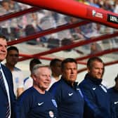 Sam Allardyce, far-left, during his only game in charge of England in 2016