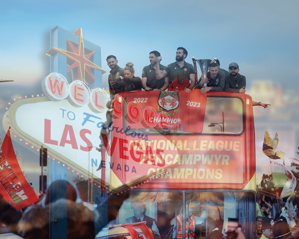 Wrexham AFC will celebrate their promotion to the EFL with a party in Las Vegas, US - Credit: Getty / Adobe / Graphic by Ethan Evans