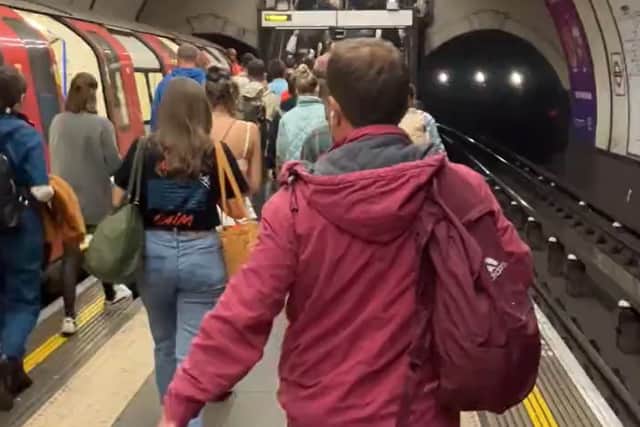 People leaving the platform at Clapham Common underground station after being evacuated (Photo: Nigel Ingofink/PA Wire)
