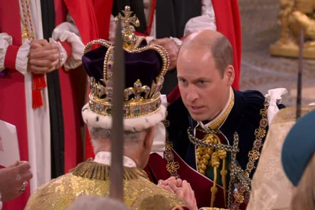 Prince of Wales is the only blood prince to pay homage during the coronation service (Photo: BBC)