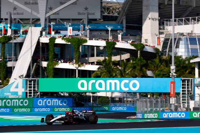 Nyck de Vries driving the Scuderia AlphaTauri AT04 on track during practice ahead of the F1 Grand Prix of Miami. Picture: Jared C. Tilton/Getty Images