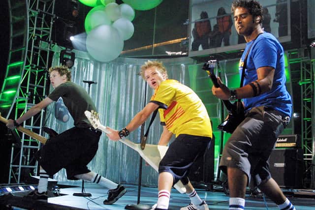 A fresh-faced Sum 41 performing for MTV in 2001 (Photo: Scott Gries/ImageDirect)