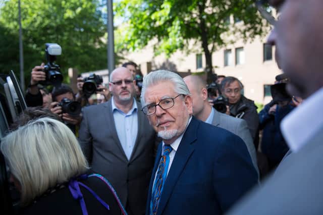 Rolf Harris leaves Southwark Crown Court in 2014 (Photo: Oli Scarff/Getty Images)