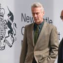 Actor Stephen Tompkinson (left) leaves Newcastle Crown Court after he was found not guilty of inflicting grievous bodily harm by punching a drunk man who was making noise outside his house. (Photo: Owen Humphreys/PA Wire)