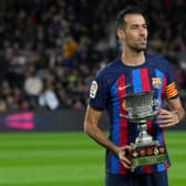 Sergio Busquets with the Spanish Supercopa Trophy in January 2023