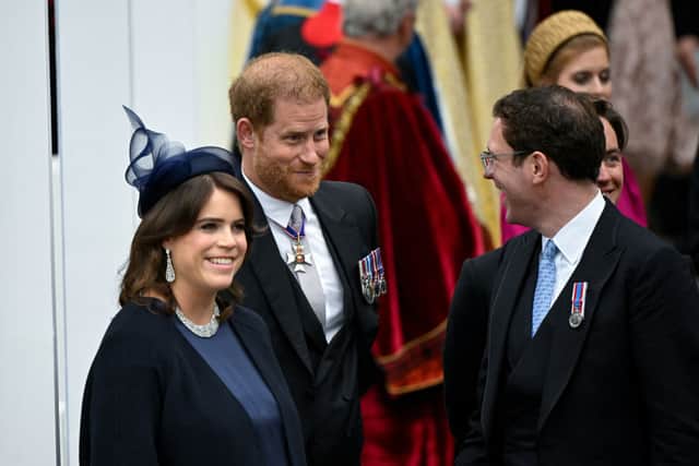 Prince Harry walked in with Princess Eugenie to the coronation (PIc:Getty)