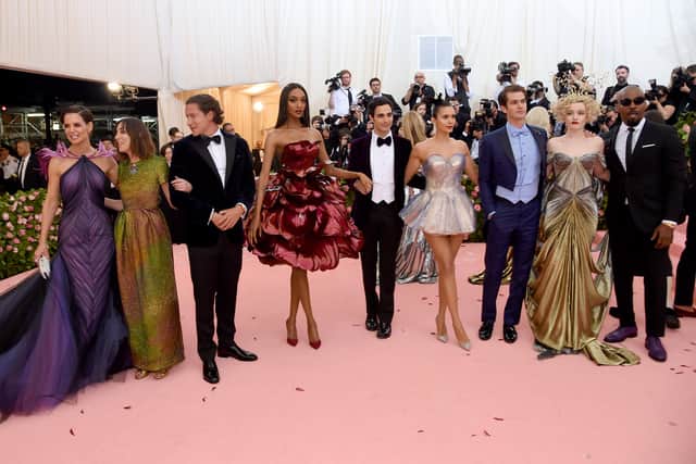 NEW YORK, NEW YORK - MAY 06: Jamie Foxx, Andrew Garfield, Jourdan Dunn, Julia Garner, Nina Dobrev, Vito Schnabel, Gia Coppola, Katie Holmes and Zac Posen attend The 2019 Met Gala Celebrating Camp: Notes on Fashion at Metropolitan Museum of Art on May 06, 2019 in New York City. (Photo by Jamie McCarthy/Getty Images)