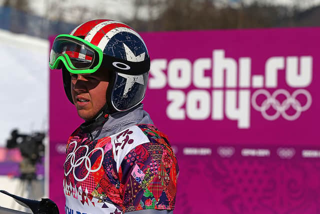Trevor Jacob of the United States trains during practice for the Mens Snowboard Cross competition at the Extreme Park at Rosa Khutor Mountain on February 15, 2014 in Sochi, Russia.  (Photo by Mike Ehrmann/Getty Images)