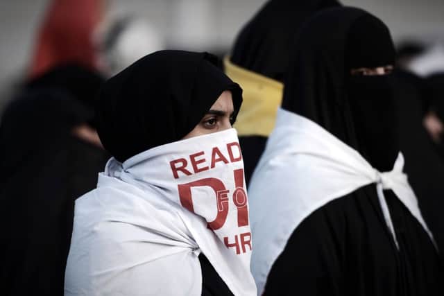Bahraini women take part in a protest against the Formula One Grand Prix in 2014. Credit: Getty