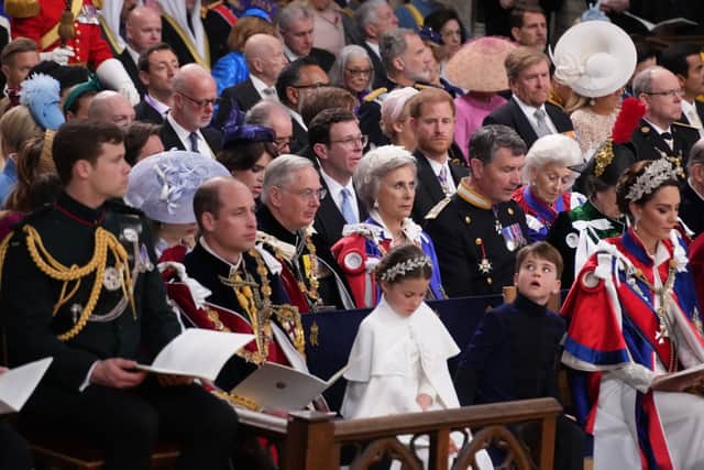Prince Harry sat three rows behind Prince William with the likes of Prince Andrew (Pic:Getty)