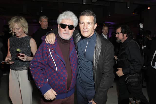 LOS ANGELES, CALIFORNIA - FEBRUARY 07: (L-R) Director Pedro Almodovar and actor Antonio Banderas attend The Oscars International Feature Film Nominees Cocktail Reception on February 07, 2020 in Los Angeles, California. (Photo by JC Olivera/Getty Images)