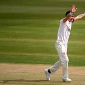 James Anderson celebrates a wicket in recent county championship match against Somerset