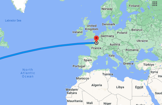 While we all slept and prepared for the working week, Elon Musk flew from Mexico to Paris for a meeting with heads of state (Pic:Google Maps)