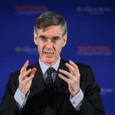Jacob Rees-Mogg delivers his keynote address during the National Conservatism conference on 15 May (Photo: Leon Neal/Getty Images)