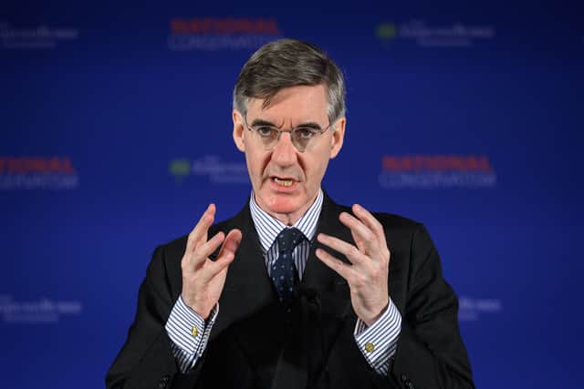 Jacob Rees-Mogg delivers his keynote address during the National Conservatism conference on 15 May (Photo: Leon Neal/Getty Images)