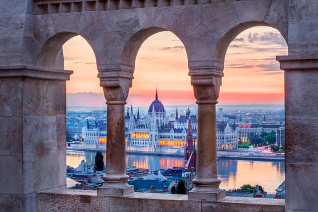 View from Fisherman's Bastion on Castle Hill towards Parliament Building at Dawn, Budapest on Danube River, Hungary (Photos: Reinhard Schmid/4Corners Images/Supplied)