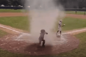 A dust devil disturbed a baseball game. (YouTube)
