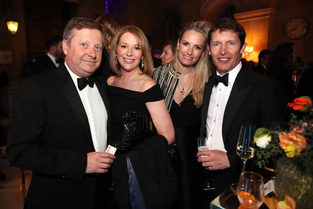 Charles Dunstone, Celia Dunston, James Blunt and Sofia Wellesley attend the Blenheim Ball in aid of Starlight Children's Foundation at Blenheim Palace on March 04, 2022 in Woodstock, England. (Photo by Luke Walker/Getty Images for Starlight Children's Foundation)