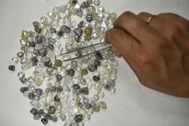 Diamonds being sorted by Russian state-owned miners Alrosa 