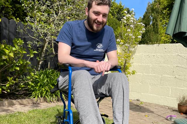 Dylan Kelly claims to have been left wheelchair bound after suffering severe long Covid symtoms (Photo: Dylan Kelly / SWNS)