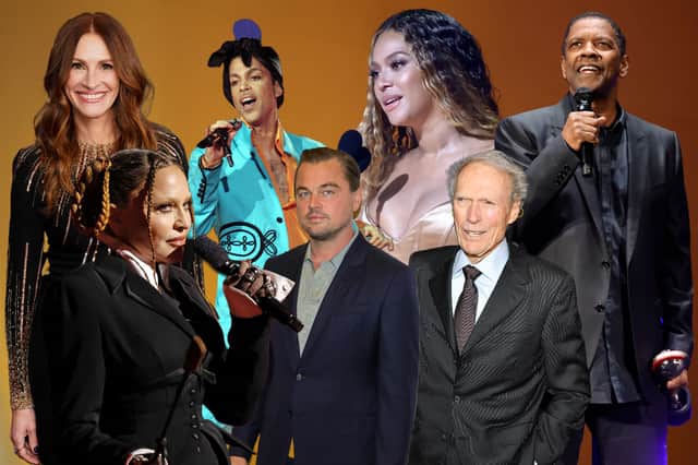 Celebrities which do not have a star on the Hollywood Walk of Fame, including Beyoncé, Madonna, Leonardo DiCaprio, Clint Eastwood, Prince, Julia Roberts and Denzel Washington.