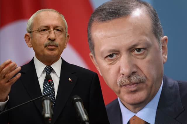 Turkish president Recep Tayyip Erdoğan (right) faces a run-off vote against Turkey's leader of the opposition Kemal Kılıçdaroğlu (left). (Credit: Getty Images)