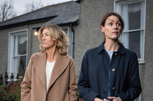 Eve Best as Rosaline and Suranne Jones as Becca in Maryland, facing in opposite directions (Credit: ITV)