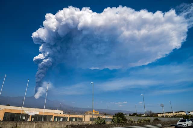 The Mount Etna volcano spewing smoke in March 2021 (Photo: GIOVANNI ISOLINO/AFP via Getty Images)