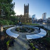 A general view of the newly opened 'Glade of Light' memorial to the victims of the 2017 Manchester Arena bomb attack on January 05, 2022 in Manchester, England. The memorial is adorned with the 22 names of the people who were killed in the suicide bomb attack which took place following a concert at Manchester Arena by US singer Ariana Grande in 2017. The memorial will be officially opened later in the year. (Photo by Christopher Furlong/Getty Images)