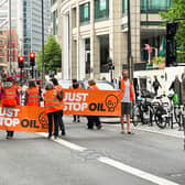 Just Stop Oil protesters stopped traffic in Bishopsgate on Friday, as well as two other London sites (Photo by Mark Trowbridge/Getty Images)