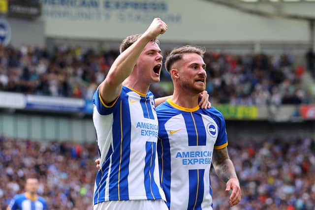 Brighton’s Ferguson and Mac Allister celebrate securing a place in Europe next season