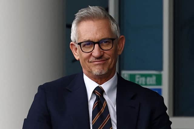 Gary Lineker, former England footballer turned sports TV presenter for the BBC, arrives at the King Power Stadium in Leicester, central England on March 11, 2023. (Photo by DARREN STAPLES/AFP via Getty Images)