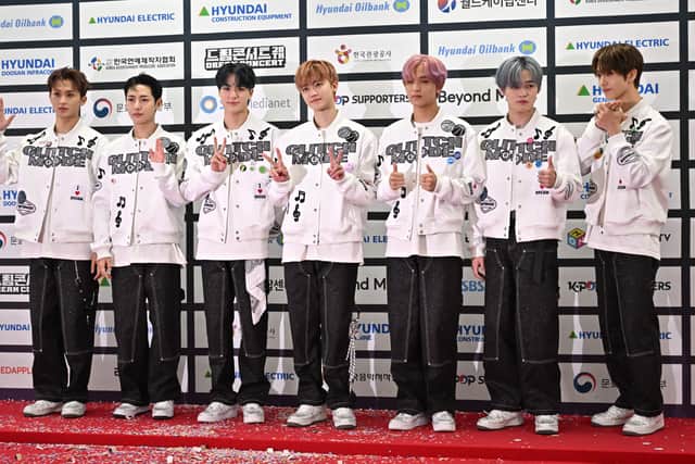 South Korean K-Pop group NCT Dream pose on the red carpet of the 2022 Dream Concert at Jamsil stadium in Seoul on June 18, 2022. (Photo by JUNG YEON-JE / AFP) (Photo by JUNG YEON-JE/AFP via Getty Images)