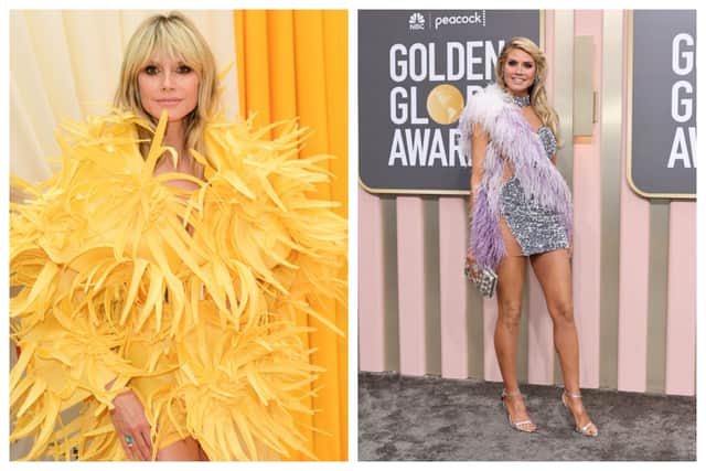 Two of some of supermodel Heidi Klum's recent worst outfits. Photographs by Getty