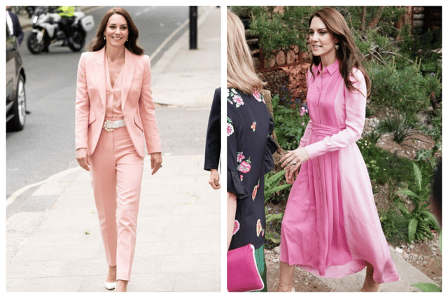 Kate Middleton donned pink outfits this week which gave Barbiecore vibes (Pic:Getty)
