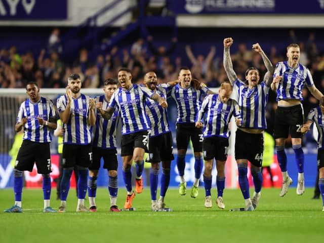 Sheffield Wednesday celebrate their penalty shoot-out win against Peterborough