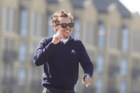 Harry Styles played a round of golf at St Andrews. (YouTube)