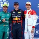 Max Verstappen qualifiers first in Monaco Grand Prix with Alonso (L) second and Leclerc (R) third