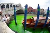 Grand Canal in Venice has been turned green
