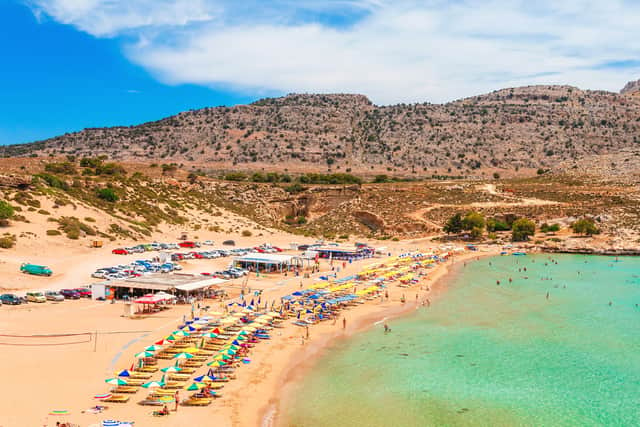 Agia Agathi beach in Rhodes where the death of a 26-year-old British man has been confirmed (Photo: Adobe)