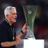 Mourinho celebrates his fifth European trophy in 2022 with Roma