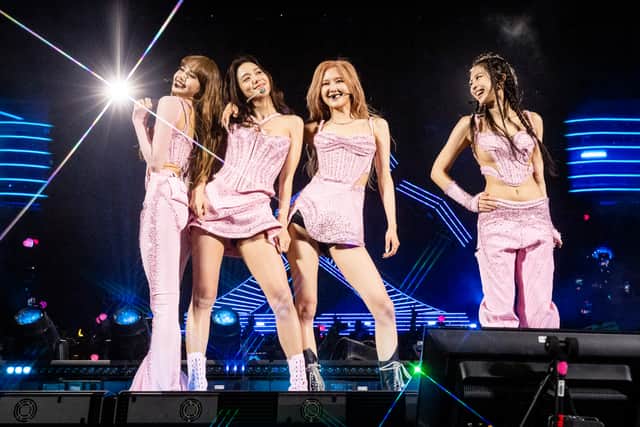 (L-R) Lisa, Jisoo, Rose and Jennie of BLACKPINK perform onstage at the 2023 Coachella Valley Music and Arts Festival on April 22, 2023 in Indio, California. (Photo by Emma McIntyre/Getty Images for Coachella)