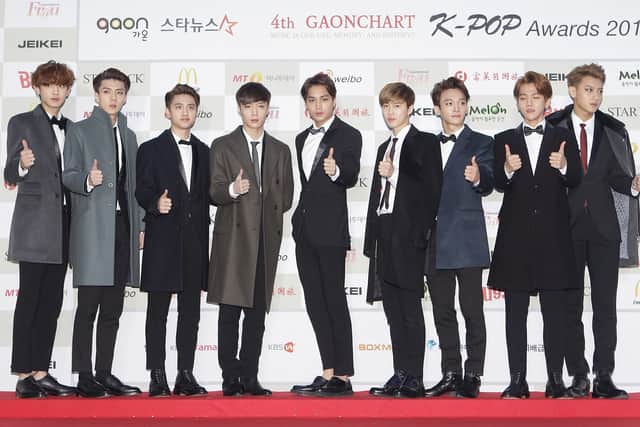 EXO arrive for the 4th Gaon Chart K-POP Awards at the Olympic Park on January 28, 2015 in Seoul, South Korea.  (Photo by Chung Sung-Jun/Getty Images)