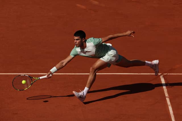 Carlos Alcarz in the second round of the French Open